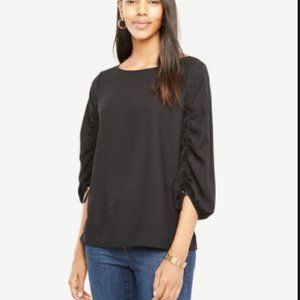 Ann Taylor Ruched Sleeve Blouse XS